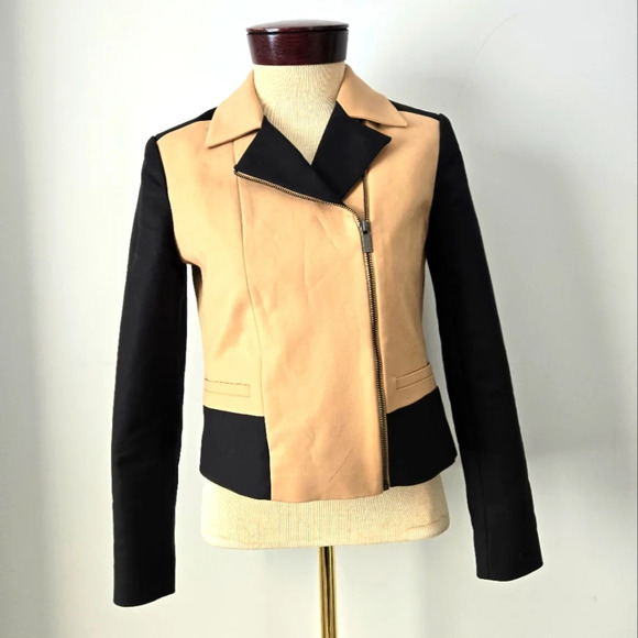 BANANA REPUBLIC black/ beige lightweight cropped jacket. Size 6P - Picture 1 of 11